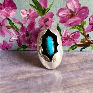 Genuine love for Turquoise and Silver Shadowbox Ring